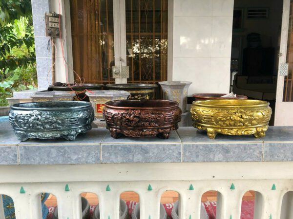 Chậu xi măng Ovan 28 (Chậu hột xoài ) ( không chân đôn )